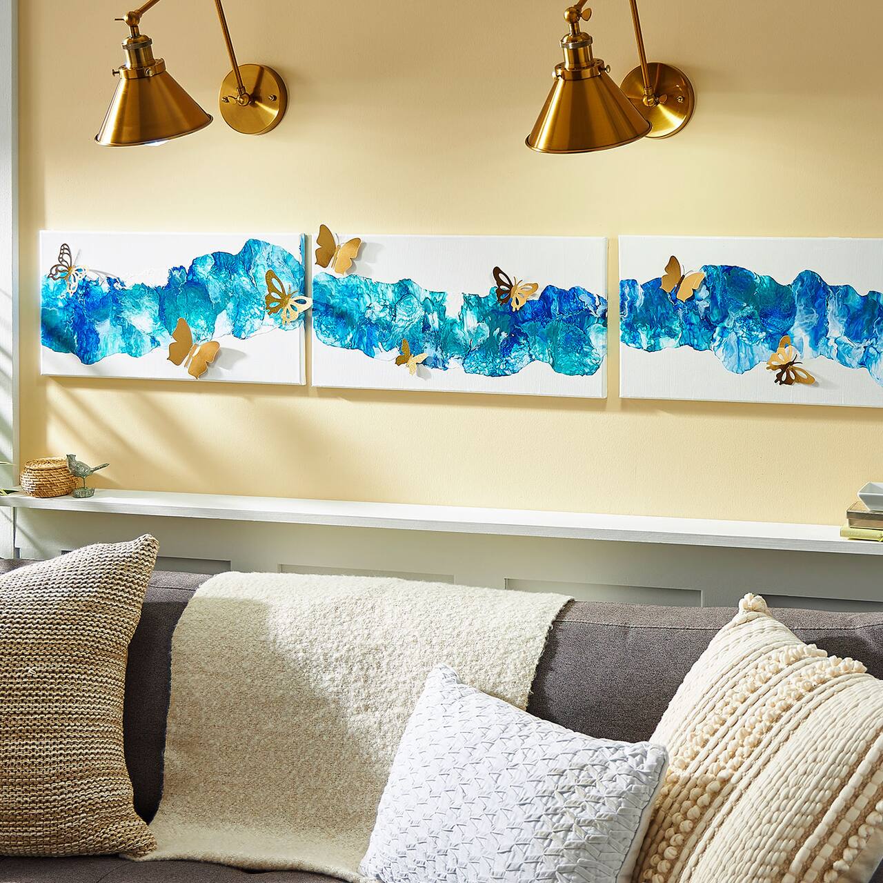 Art mural tryptique de papillon